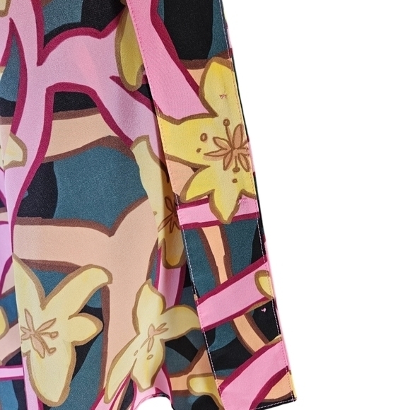 Topshop‎ boutique Karalina York design abstract floral pink silk Blouse size 4 - Picture 10 of 11